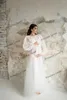 Festklänningar eleganta brudprom spetssapplikationer ren tyll gravida kvinnors kläder rygglösa överdimensionerade moderskapsklänningar anpassa