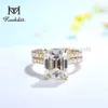 Wedding Rings Kuololit 5CT AU750 18K 14K White Gold Set Ring for Women Emerald Cut D VVS Solitaire Engagement Party Gifts 230727