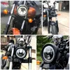 Farol de iluminação de motocicleta 575 Polegada preto Halo Angel Eyes LED para Harley Sportster 1200 883 Street Softail Dyna 534" Projetor Farol redondo x0728