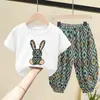 Ensembles de vêtements Enfants Ensemble Garçon Fille Vêtements D'été Costume Bébé Mignon Coton Tshirt Pantalon Toddler Loungewear Doux Survêtement 210Y 230728