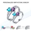 Fedi nuziali Anello per la festa della mamma personalizzato in argento sterling 925 2-8 Pietra di compleanno Anello per fidanzamento con nome per bambini personalizzato 230728