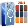 2in1 Case For Magsafe Wireless Charging Magnetic Phone Cases For iPhone 15 14 13 11 12 Pro Max Leather Card Holder