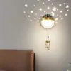 Wall Lamp Kid Bedroom Study Moon Boy Bedside Star Projection Decor Night Light Modern Led Personality Children'S Room Lamps