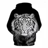 Erkek Hoodies Sonbahar ve Kış Moda 3D Priting Sweatshirts Erkekler/Kadınlar Jungle Tiger Baskılı Giysiler Harajuku Büyük Boy Hoodie