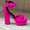 Ladies Sandals Summer New Thick Sole Designer Silk Black High Heels Sexy Cross Strap Dress Party Women Shoes 35-42 with Box