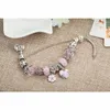 2Pulseira com pingente de charme da moda para pulseiras Pandora criadas para pingar flores de óleo Pulseira com miçangas esmaltadas DIY Pulseira com pingente em forma de coração de anjo pêssego