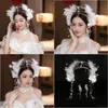 Other Fashion Accessories Bride Headwear 2023 Super Immortal Feather Crown Hair Tassel Set High End Temperament P Ography Jewelry Dr Otp0O