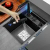 Hidden Kitchen Sink Stainless Steel Small Single Slot With Cup Washer For Home Bar Coffee Shop Apron Front Above Counter