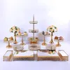 Andere Feestelijke Feestartikelen 14-delig Kristal Metaal Cake Stand Set Acryl Spiegel Cupcake Decoraties Dessert Sokkel Bruiloft Disp212I