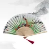 Produtos de estilo chinês Ventilador de bambu estilo chinês flor vintage impresso ventilador dobrável manual para festa de casamento dança adereço artesanato presente decoração de casa