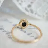 Wedding Rings LAMOON Natural Black Agate Ring For Women Gemstone 925 Sterling Silver Gold Vermeil Fine Jewelry Vintage Elegant Bijou 230727