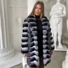 Damen Pelz Kunstpelz Frauen Natürlicher Rex Kaninchen Pelzmantel mit Pelzkragen Warme Winterjacke Frauen Warme Chinchilla Pelzjacke Echtpelzmantel Neu HKD230727