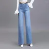 Kvinnors jeans 2023 Fashion Hip Hop High midja rak kvinnor Autumn Blue Casual Loose Wide Leg Y2K Trousers Palazzo Pants XXL