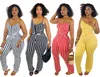 Damen-Overall, Strampler, Übergröße, Bodysuit, S-4XL, lässig, ärmellos, Bandage, gestreift, Sling, locker, weites Bein, fett, Damen-Body 230727