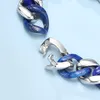 Bracelet en argent Lazurite de 15 mm avec pierres précieuses naturelles Lapis Lazuli Chaîne à maillons cubains