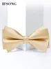 Bow Ties high quality Men's golden bow tie groom wedding high-end man suit formal dress bow solid color fashion champagne bow tie 230727