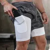 Mäns shorts man jogga sportkläder mens 2 i 1 strandsport shorts snabb torkning löpning shorts träning gym träning shorts fitness sweatpants 230727