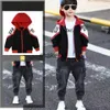 Jackets 3 4 5 6 7 8 9 10 Year Spring Autumn Baby Boy Outwear Long Sleeve Jackets Coat Cartoon Letter Print Hooded Coat Outerwear Tops J230728