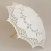 Umbrellas 68cm Embroidery Lace Parasol Umbrella Wedding Decoration Po Prop Vintage White Craft Lace Umbrella Anti-UV Sunshade 230727