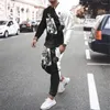 Men's Tracksuits 2023 Spring And Autumn Clothes Black White Design Elements Tracksuit Long-Sleeved 2-Piece Set Original Oversized