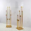 Candle Holders 4set 8Heads10 Heads Metal Candelabra Road Lead Table Centerpiece Gold Candelabrum Stand Pillar Candlestick