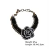 Link Bracciali FYUAN Fashion Camellia Flower Bracciale Donna Braccialetti a catena in cristallo nero Matrimoni Gioielli per feste