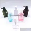 Förpackningsflaskor 100 ml Square Petg Bottle Refillable Plastic Container för kosmetisk makeup Lotion Shampo Soap Home Badrum förvaring Ja Otki3