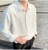Hommes chemises décontractées 2023 printemps chemise hommes blanc noir Simple glace soie à manches longues couleur unie lâche mode robe de créateur A65