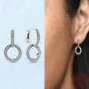 Creolen Verkauf Charme 925 Sterling Silber Mode Asymmetrische Herzförmige Doppel Runde Exquisite Schmuck DIY Geschenk