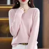 Swetry damskie Pure wełniane kaszmirowy sweter w stylu dekolt pullover pullover swobodny dzianinowy wiosna i jesienne kurtka koreańska mody skoczek mody