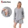 Sommeil salon femmes enceintes 2 pièces ensemble sweat et short pantalon été allaitement Blouse ensembles maternité costume vêtements 230728