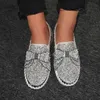 Elbise Ayakkabı Parlak Rhinestone Loafers Kadın Loafers Yay Platformu Kadın Kayma Üzerinde tıknaz gündelik ayakkabılar