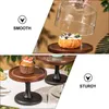 Kitchen Storage 1 Set Of Cake Stand With Dome Cover Cupcake Wooden Display Covered Holder