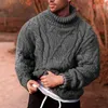 Maglioni da uomo Pullover in lana Modello addensato Risvolto caldo Solido lavorato a maglia Maglione maschile autunno inverno lavabile