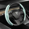 Tesla-rattskyddet för Tesla Model 3 Model Y Model S Black Red Carbon Fiber Leather Anti-Fur Sport ratt260T