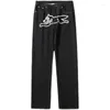 Pantaloni da uomo Hip Hop Flying Dog Stampa Jeans per uomo High Street Dritto Pantaloni larghi larghi alla moda Pantaloni maschili Y2K Luxury Denim