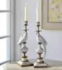 Candle Holders Pure Copper Candlestick Ornaments Blue And White Ceramic Parrot Classic Home Crafts