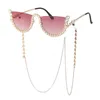 Occhiali da sole Mosengkw Luxury Sexy Half Round Diamond Women con catena Fashion Eyewear