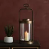 Bougeoirs Style industriel décoration fer Art vent lampe verre Transparent romantique support rétro grande taille