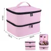 Cosmetic Bags Cases 30 Grids Nylon Makeup Bag Double Layer Design Handbag Manicure with Handle professional nail Case Organizer 230727