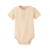 Rompers Baby Boy Romper Girl Knit Pyjamas Jumpsuit Ribbed kläder Streck Boron Summer Playsuit 230728