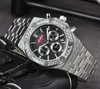 Pełna funkcjonalna trend biznesowy Watch Watche Stopwatch Men Kwarc Chronograf Ruch Zegar Drobna stal ze stali nierdzewnej Europejska Kolorowa duża ring zegarek