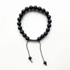 Strand 8mm Noir Obsidienne Pierre Perles Bracelet Hommes Femmes Cristaux Naturels Boule De Guérison Reki Perlé Cordon En Nylon