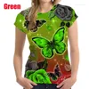 T-shirt da uomo Abbigliamento Moda donna O-Collo Top a maniche corte Casual 3D Farfalla stampata Camicette larghe Cotone taglie forti
