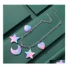 Chains Cartoon Creative Little Bear Star Moon Necklace Personalized Fashion Fruit Flower Ornament Drop Delivery Jewelry Necklaces Pen Otfsf