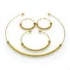 Conjunto de brincos de colar 3 peças Mesh Link Colares/brincos/pulseiras para mulheres aço inoxidável cor dourada argolas chiques pulseira gargantilha minimalista