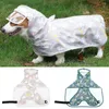Vêtements pour chiens élégant dessin animé imprimé à capuche pour animaux de compagnie chiot Raincape Outwear imperméable avec anneau de traction imperméable à la pluie