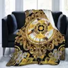 Blankets Yellow Rose And Bees Vintage Kitsch Baroque Scarves Sofa Bed Flannel Fleece Blanket Plush Bedding Pink Blue for Beds 230727