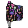 Couvertures Trippy Shrooms Hooded Blanket Psychedelic Magic Mushrooms Sherpa Colorful Festival Warm Cozy Cuddle 230727