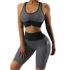 Women's Tracksuits Yoga Sets Gym Seamless Workout Ribbed Tank Sports 2 Piece High Waist Fitness Push Up Control Tummy Shorts Outfit